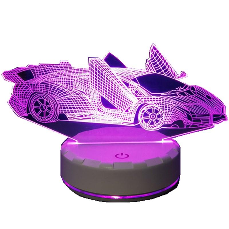 跑车七彩小夜灯卧室床头灯电脑桌面装饰台灯酒吧电竞房KTV氛围灯