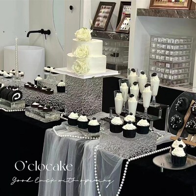 新款黑色压克力甜品台架子摆台展示架商务茶歇摆台婚礼茶歇摆台