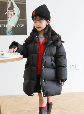 儿童羽绒服女童中长款加厚连帽中小童大童亲子装男童羽绒服23159