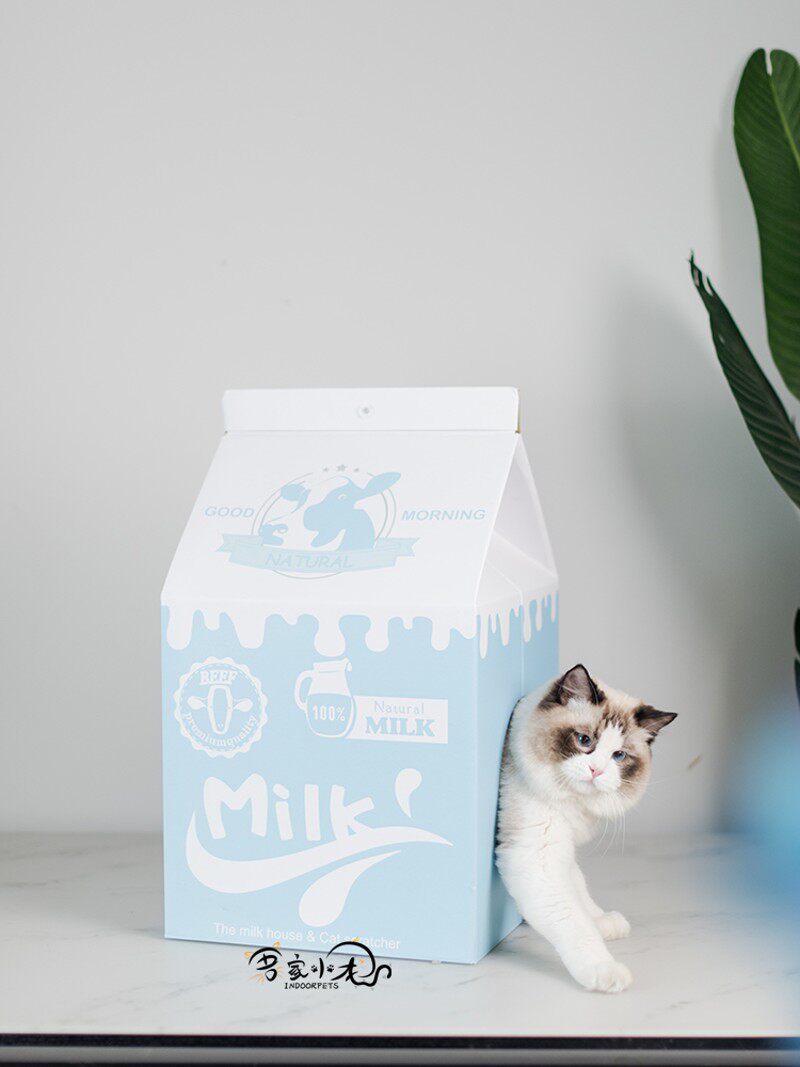 牛奶盒子猫抓板磨爪器耐磨瓦楞网红猫窝猫房子逗猫大号猫咪猫别墅