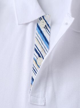 小学生校服园服春秋装班服中学生白色长袖领口彩条上衣内搭polo衫
