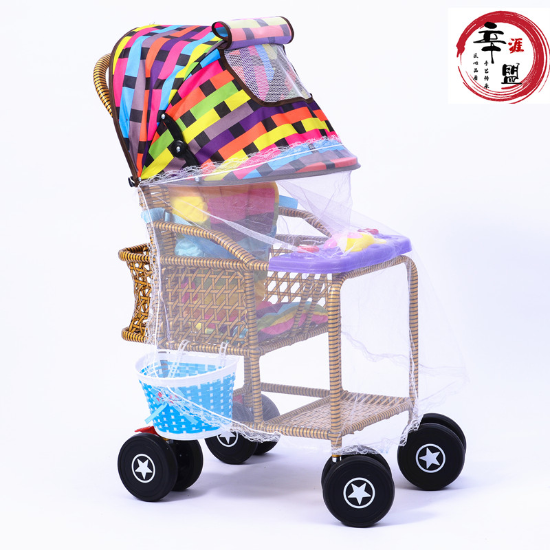 婴儿推车竹藤轻便宝宝儿童坐式音乐餐盘藤椅藤编仿藤夏季小儿推车
