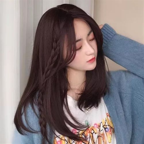 网红假发女中分内扣八字刘海梨花头修圆脸气质时尚中长直发锁骨发