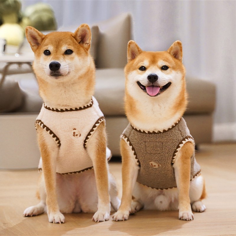 狗狗秋冬装新年衣服加厚保暖棉服羊羔绒马甲柴犬毛绒棉衣袄加绒