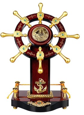 开业店铺落地领航舵舵手摆件客厅办公室木质装饰品送老板桌面礼品