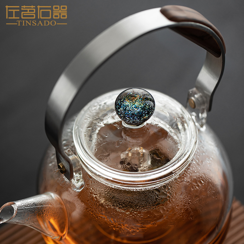 左茗右器透明玻璃蒸煮壶家用蒸汽煮茶器泡茶壶大容量烧水壶电陶炉