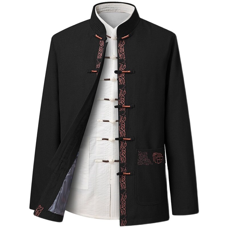 秋冬季唐装男士中老年爸爸装中国风生日过寿外套爷爷套装老人衣服