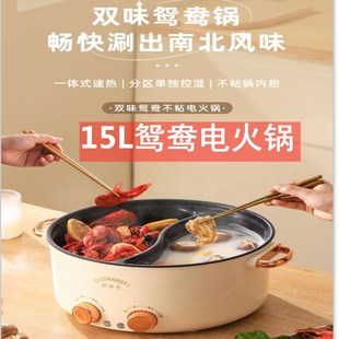 双温控鸳鸯电火锅双旋钮分区独立控制电火锅一体式 大容量10人使用
