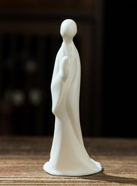 禅意白瓷无相佛摆件陶瓷小人物桌面盆栽鱼缸造景家居客厅玄关装饰