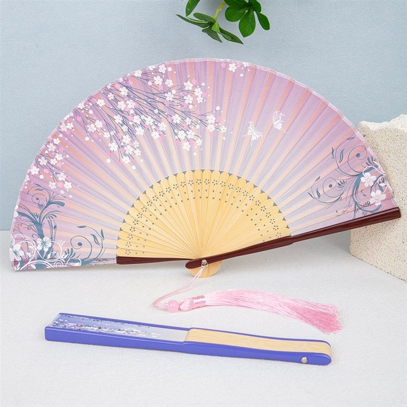 丝艺堂扇子折扇女式中国风古风古典折扇中式工艺扇樱花折叠小扇子