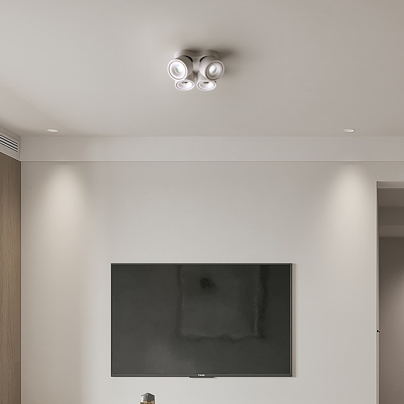 明装筒灯客厅无主灯照明双头盒子灯斗胆灯格栅灯过道玄关吊顶射灯