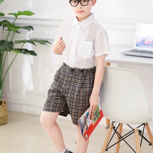制服表演服白短袖 夏季 衬衫 上衣 深圳市小学生礼服校服男装 包邮 夏装
