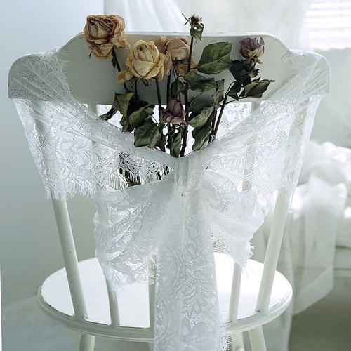 蕾丝桌布西餐桌桌旗摄影道具装饰布美式白色软布长条桌布配饰布