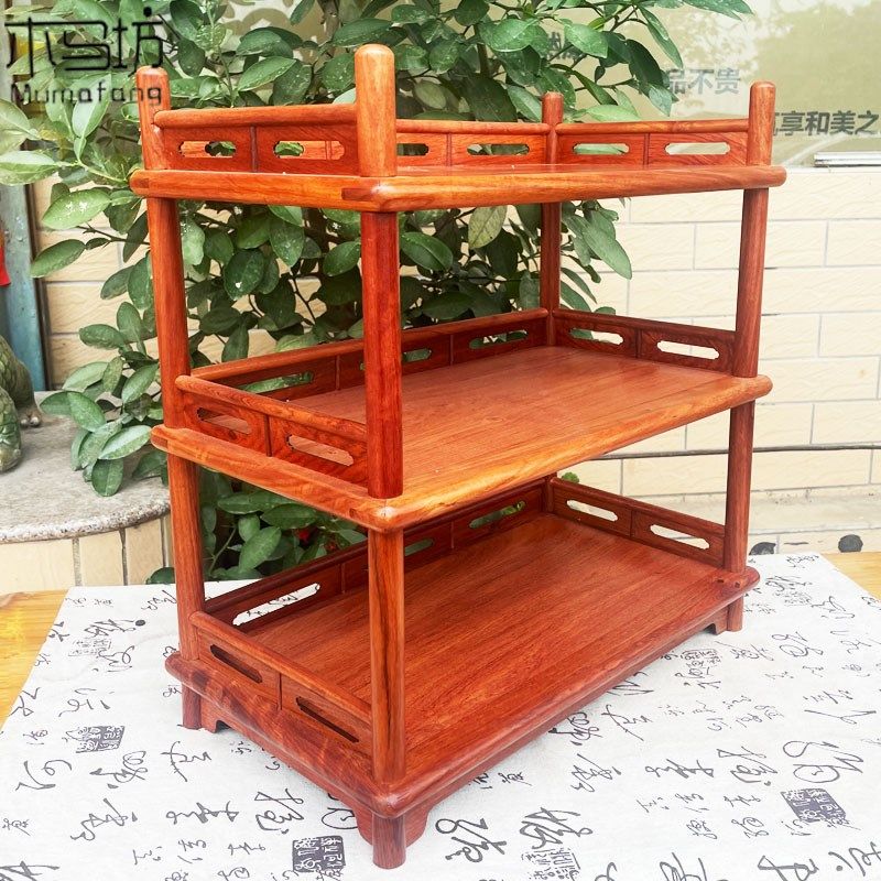 花梨木桌面博古架茶壶架茶具茶杯架置物架实木紫砂壶摆放架收纳架,住宅家具,红木边桌几类,淘宝优惠券,粉丝福利购,淘宝优惠卷