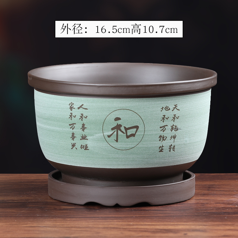 紫砂兰花盆蝴蝶兰专用盆大口径陶瓷带托盘家用文竹榕树植物创意盆