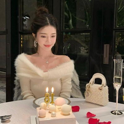 生日裙子高级感party小礼服轻奢小众高端气质名媛长袖针织连衣裙