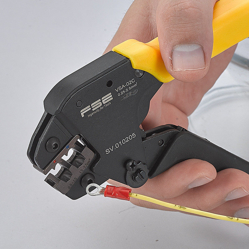 FSE华胜小型预绝缘端子压线钳工具冷压端子多功能压接电工VSA-02C