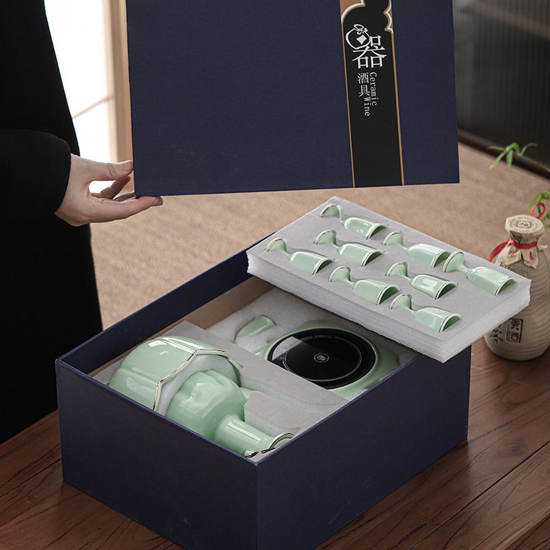 直销陶瓷温烫酒壶酒具套装青瓷家用中式白酒烈酒杯分酒器清酒黄酒