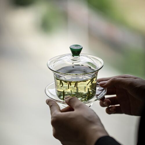 草木祠 耐热玻璃三才盖碗茶杯茶碗带盖单个泡茶盖碗功夫茶具高档