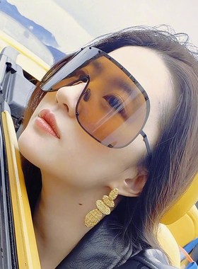 刘亦菲同款眼镜女级感茶色连体偏光墨镜一体式太阳眼镜时尚潮流