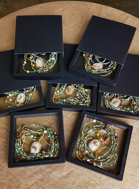 复古绿色系非洲松石淡水珍珠简约百搭气质串珠项链  安妮森林