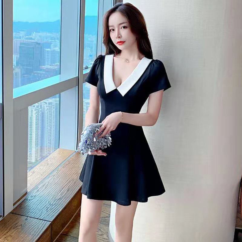 夜店服装女气质低胸显瘦连衣裙足疗桑拿技师工作服夜场上班衣服女