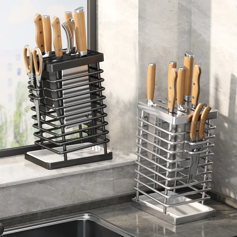 刀架置物架2024新款厨房刀架菜家用沥水台面304不锈钢放菜刀具刀