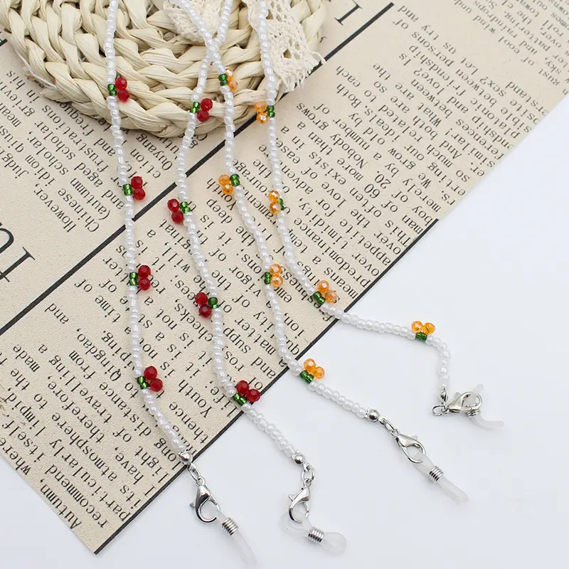 热款波西米亚风水晶米珠串珠挂脖链防滑眼镜链挂链口罩链条