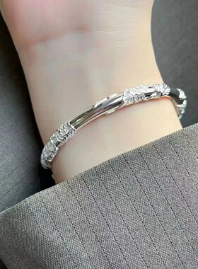 相思藤古法手镯浮雕工艺女孔雀繁花开口手环简约时尚高级感