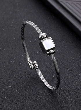 供应不锈钢饰品 钛钢威亚线爱心 星星形状钢丝手镯男开口可调