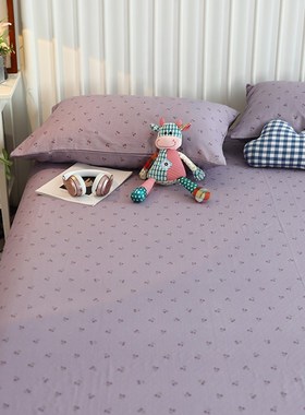 A类全棉纯棉双层纱单品床单浅紫色小清新碎花1.5米1.8m床亲肤透气