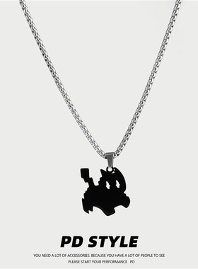 PDSTYLE闪电黑猫popular潮流项链男冷淡风女生钛钢情侣高级感吊坠
