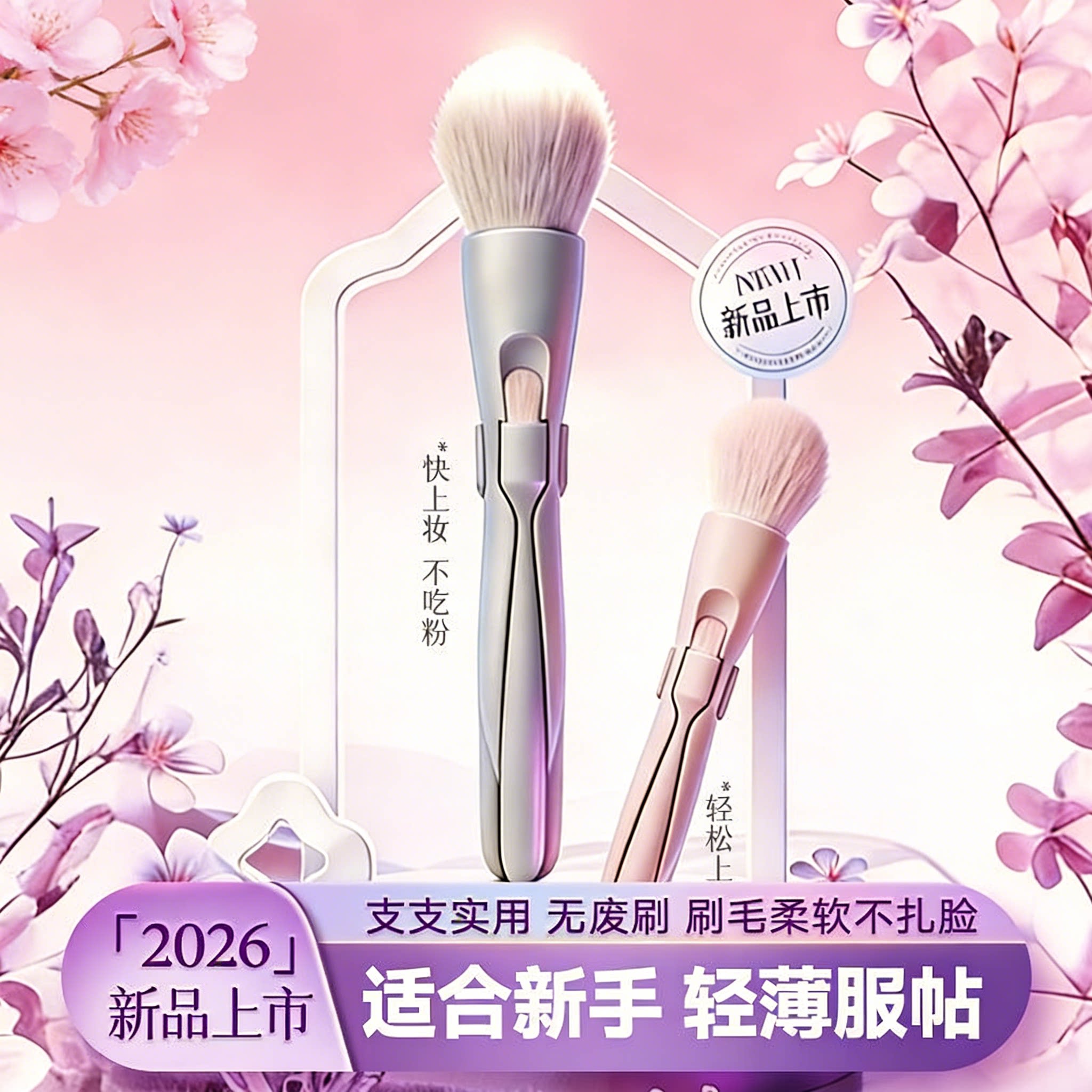 2026年新款磁吸化妆刷套装软毛小白上手不吃粉化妆刷便携收纳平价