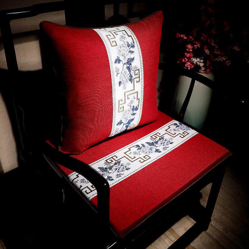 中式实木沙发坐垫居家布艺中国风圈椅太师椅餐椅座垫凳子垫子防滑