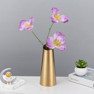 不锈钢花瓶金色北欧金属小型斜口桌面客厅家居干花插花器装饰摆件