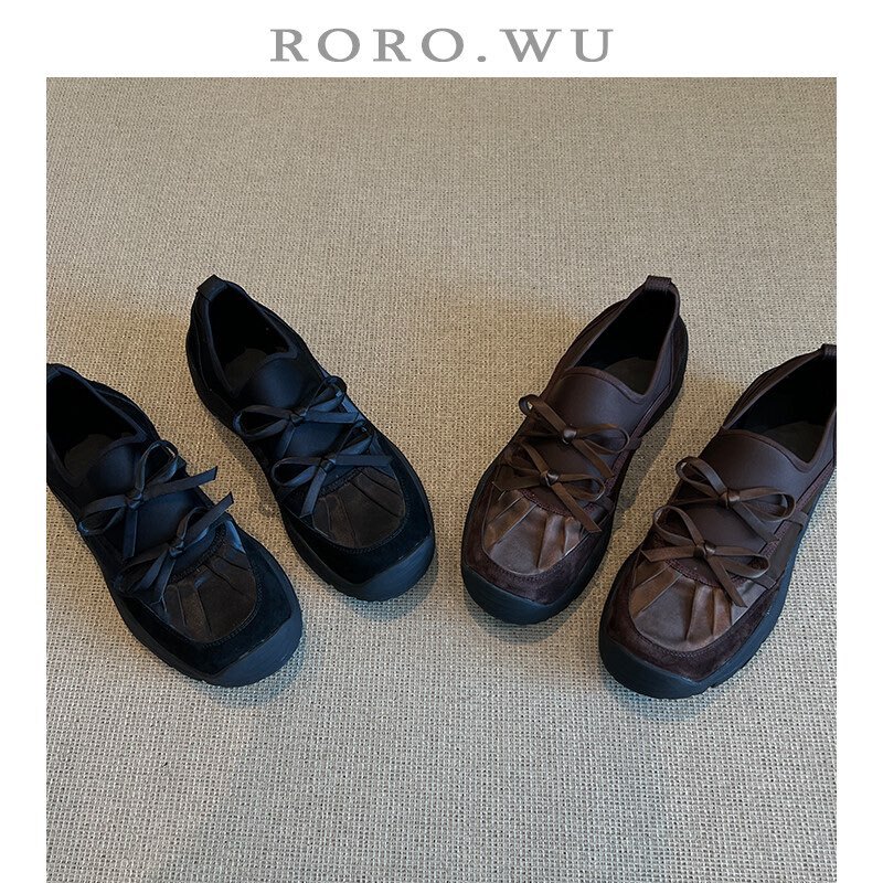 休闲运动厚底静音系带乐福鞋2025秋季新款时尚复古舒适羊皮单鞋女