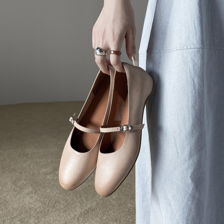 头层牛皮~2025新款法式方头内增高玛丽珍鞋女浅口单鞋小皮鞋