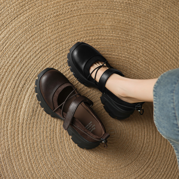 7cm！浅口厚底小皮鞋女真皮松糕玛丽珍鞋2025年新款秋季高跟单鞋