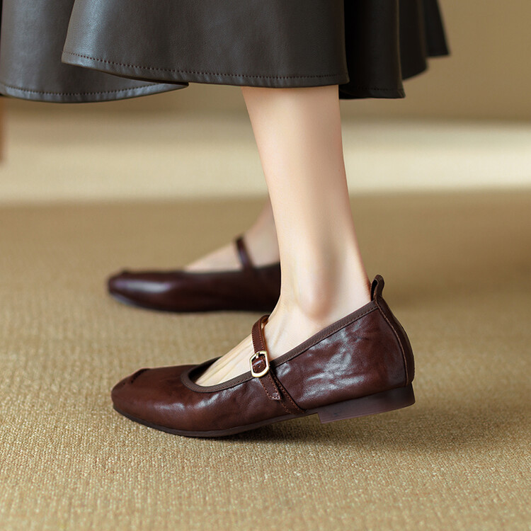 软到不想脱！2024新款真皮单鞋女平底奶奶鞋法式复古休闲玛丽珍鞋