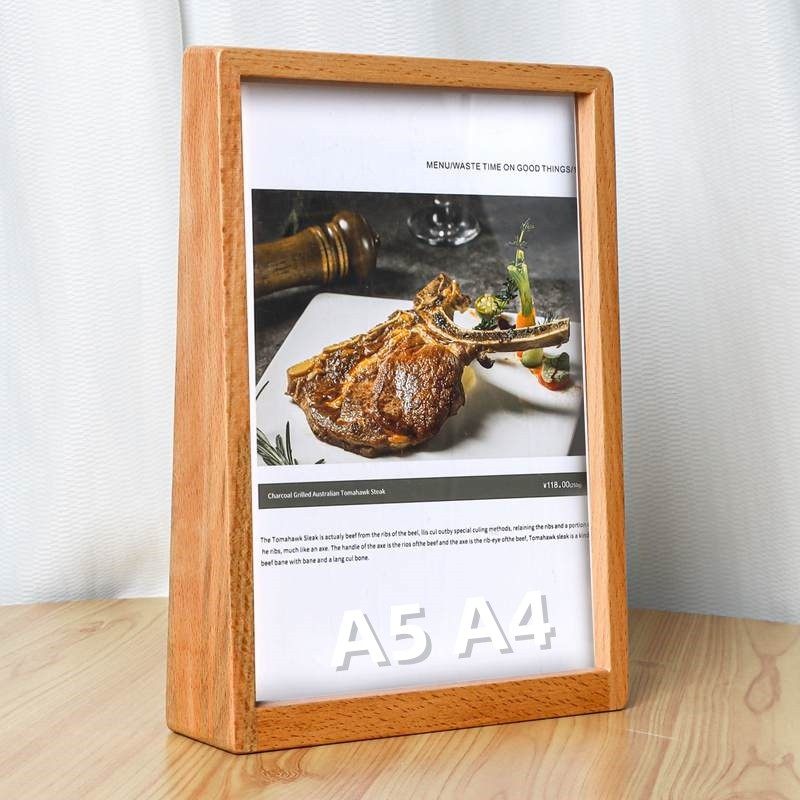 实木透明a4展示牌桌面广告牌菜品介绍活动宣传展示架餐桌立牌价格表菜单摆台价目表桌签台牌点餐牌菜单A5台卡,文具电教/文化用品/商务用品,桌牌/台牌,淘宝优惠券,粉丝福利购,淘宝优惠卷