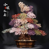 天然水晶摇钱树客厅酒柜玄关招财装 饰品开业乔迁送礼家居摆件简约