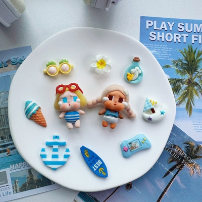 原创洞洞鞋鞋花泡泡玛特哭娃鞋花沙滩系列diy配饰适配crocs鞋扣