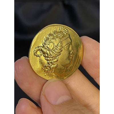 29毫米古希腊索尤斯迪翁神沙德古董硬币爱琴海古典风格大力神创意