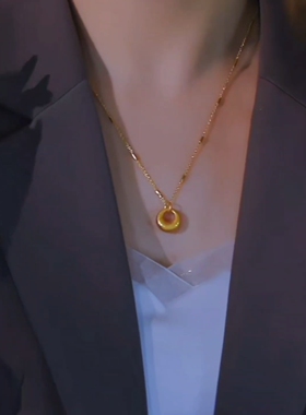 新中式金色竹节链胖坨坨项链女2026新款高级感简约百搭锁骨链配饰