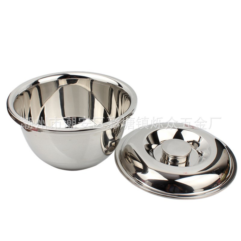 不锈钢油盆带盖特深特厚不锈钢盆高盖盆味斗打蛋盆深盆