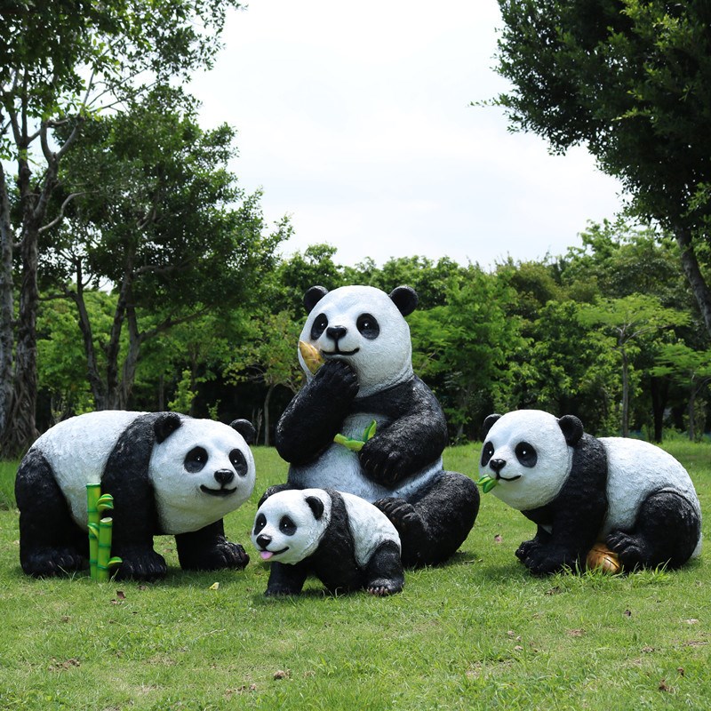 仿真可爱大熊猫装饰品玻璃钢雕塑动物模型户外小区庭院房地产摆件