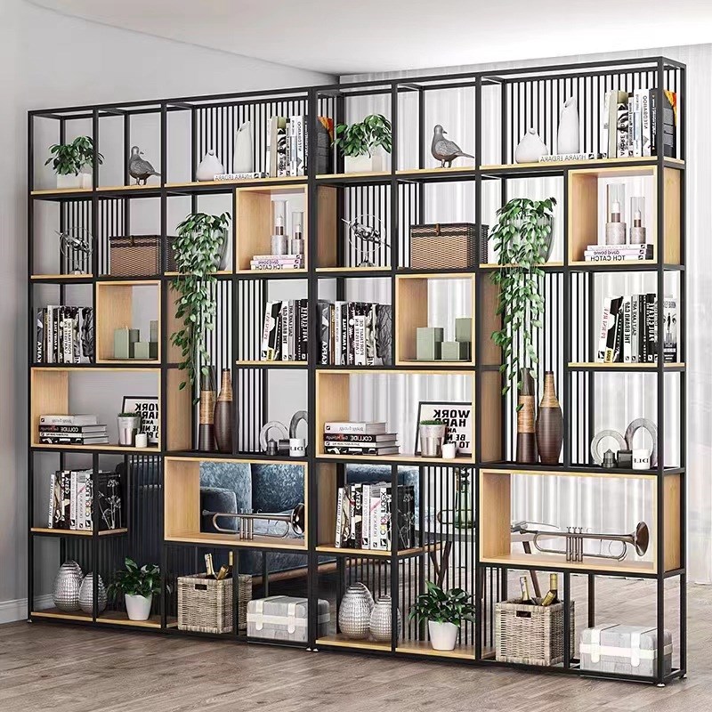 铁艺置物架落地书架办公室展示架餐厅多层隔断落地架