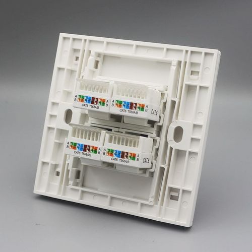 86型四口免打六类电脑信息接口电脑面板CAT6千兆网线网口墙壁插座