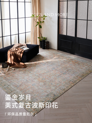 山川嘉境赤陶色民族风地毯波斯客厅卧室中古高级感做旧地毯床边毯