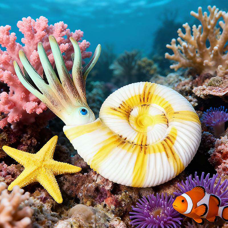 儿童仿真海洋动物模型寒武纪远古生物奇虾鹦鹉螺三叶虫套装玩具